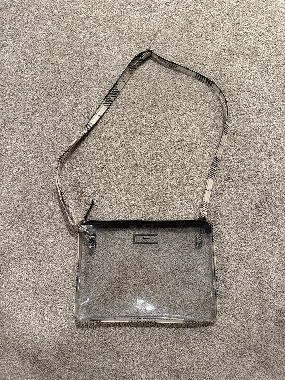 Scout Clear Crossbody Bag with Patterned Beige Strap